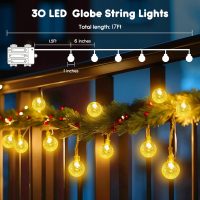 Minetom Crystal Globe String Lights Battery Operated - 17 ft 30 LED Globe Fairy Lights with Remote and 8 Modes, Waterproof for Bedroom Tent Loft Camping Porch Patio Party Wedding Decor, Warm White - Image 6