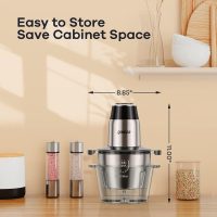 GANIZA Food Processors, Electric Food Chopper with Meat Grinder & Vegetable Chopper - 2 Bowls (8 Cup+8 Cup) with Powerful 450W Copper Motor - Includes 2 Sets of Bi-Level Blades for Fruits/Meat/Nuts - Image 5