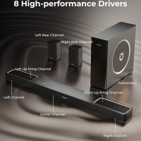 ULTIMEA 5.1.2ch Sound Bar with Dolby Atmos, Surround Sound System for TV with 2 Surround Speakers, Sound Bar for Smart TV, Soundbar with Subwoofer for Home Theater, BT 5.4, HDMI eARC, Skywave F40 - Image 3