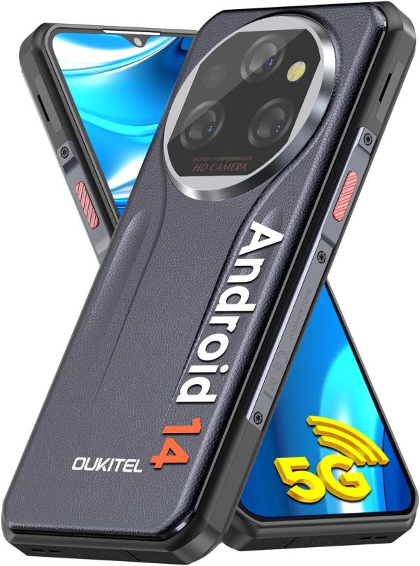 OUKITEL WP39 Rugged Phone 5G, 24GB+256GB Cell Phone, 6.6" FHD+ Android 14 Phones, 11000mAh Battery Rugged Smartphone Unlocked, 64MP Camera, 15MM Ultra Thin/Dimensity 6100+/Dual SIM/T-Mobile