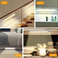 Under Cabinet Lighting 8 Inches Rechargeable Motion Sensor Light Indoor, 3 Color Dimmable Closet Light Battery Operated, USB Stick on LED Magnetic Under Counter Lights for Kitchen Stair, 3 Packs - Image 7