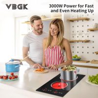 VBGK Electric Cooktop,12 Inch Built-in Radiant Electric Stove Top,110V 2100W 2 burner cooktop With 9 Heating Level, Timer & Kid Safety Lock, Sensor Touch Control 2 burner Induction Cooktop - Image 2