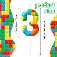 Building Block 3rd Birthday Number Candles, Number 3 Candle Cake Topper Decorations for Building Block Themed Parties, Birthday Cake Candles for Boys Girls Kids Party Supplies - Image 2