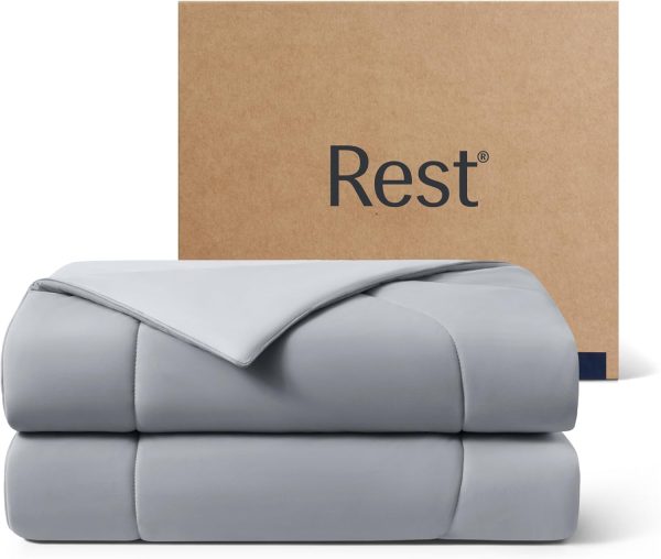 REST® Evercool® Cooling Comforter, Twin/Twin XL, Blanket for Hot Sleepers, All Season Bedding to Keep Cool for Night Sweats, Breathable Lightweight Blanket, 68"x90" Inches, Cool Gray