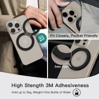 COOLQO 1Pc 360 Spin Cell Grip Ring Phone Stand [Upgrade Gear Hinge Stress Anxiety Relief] Magnetic Holders for Your car Accessories Desk Mount Compatible with iPhone All Smartphones, Black - Image 4