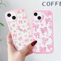 for iPhone 14 Case/iPhone 13 Case for Women Girls, Clear Cute Ribbon Bowknot Pattern Aesthetic Bow Design Transparent Slim Soft TPU Shockproof Protective Phone Case for iPhone 14/13, Rose Bow - Image 7