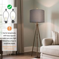 Gray Lamp Shades Set of 2, Medium Drum Lamp Shade 13"Top x 13"Bottom x 10"High(Spider), Lampshades Replacement for Table Lamps Floor Lamps, Natural Linen Hand Crafted, Easy Assembly Required - Image 5