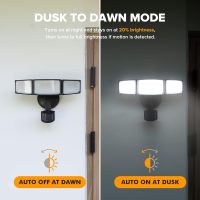 LUTEC 72W 7500LM LED Security Lights Motion Sensor Light Outdoor, 5000K Daylight, IP65 Waterproof, Dusk to Dawn, 3-Head Motion Detected Flood Light for Garage, Yard, Porch(Black) - Image 5