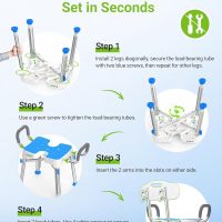 Ergonomic H-Shaped Shower Chair for Elderly and Disabled with Padded Back & Arms, FSA/HSA Eligible 500 lbs Heavy Duty Adjustable Shower Stool Seat for Easy Cleaning, Anti-Slip Bath Chairs for Bathtub - Image 4