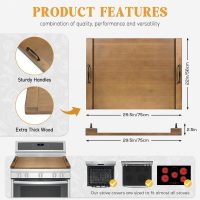 Noodle Board Stove Cover with Handles, Multiple Stove Top Cover Board for Electric/Gas Stove Top(Retro Brown) - Image 4