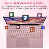 15.6''Pink Laptop Computer,1080P FHD Display,8GB RAM,512GB SSD,N5095 CPU Business Laptop,Numeric Keypad,Backlit Keyboard,Fingerprint Unlock,SD Card Reader,Webcam, 5GWiFi, HDMI,Pink - Image 3