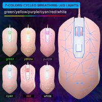 Gaming Keyboard and Mouse Combo, K1 RGB LED Backlit Keyboard with 104 Keys Computer PC Gaming Keyboard for PC/Laptop (Pink) - Image 6