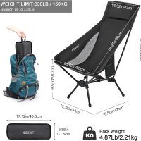 G4Free 2 Pack Folding Lightweight Camp Chair High Back Camping Chair Backpacking Chair Heavy Duty 330lbs with Headrest Pocket Black - Image 3