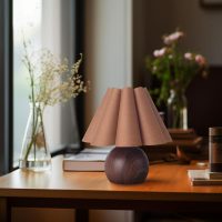 KUNJOULAM Cute Small Table Lamp, Modern Bedside Nightstand Lamp with Coffee Fabric Lampshade, Metal Base for Bedroom Home Office Decor (Without Buld) - Image 8