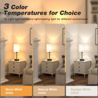 Small Bedside Table lamp for Bedroom - 3 Color Temperatures Bedside Lamps with USB C and A Ports, Pull Chain Table Lamps with AC Outlet, White Nightstand Lamps with Black Metal Base for Kids Reading - Image 2