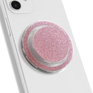 Bling Bling Glitter Phone Grip & Stand - Elegant Magsafe Compatible Phone Holder for Secure Grip and Hands-Free Viewing (Pink)