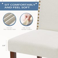 DUMOS Dining Chairs Set of 4, Moden Leather Kitchen Table Chairs with Wooden Legs and Padded Seat for Dining Room/Kitchen/Living Room/Restaurant, Beige - Image 3