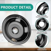 5304430149 5304430150 Black Porcelain Drip Pan Set & MP22YA Electric Range Burner Element Unit Set by Cenipar-Compatible with Frigi-daire Ken-more Cros-ley Tap-pan Range Oven/Stove - Image 2
