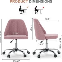 DUMOS Office Desk Chair, Modern Cute Rolling Vanity Swivel Task Seating with Wheels, Comfortable Back Seat Armless for Home, Bedrooms, Study, Student, Adults, Make-Up, Dressing Room - Image 2