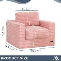 MAXYOYO Giant Bean Bag Chair for Adults, Upholstered Floor Sofa with Pillows and Armrests, Large Bean Bag Sofa Plush Chair Bean Bag Couch for Bedroom Living Room, Pink - Image 2