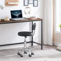 HOOBRO Height Adjustable Rolling Stool, 360° Rotating Drafting Chair, Multi-Purpose Office Desk Chair, Rolling Swivel Salon Stool Chair, for Barber Shop, Nail Salon, Office, Black SB01BY01G1 - Image 2