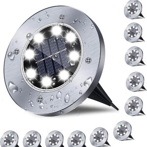 Solar Ground Lights, Waterproof Solar Garden Light, Upgraded Outdoor Garden Waterproof Bright in-Ground Light, Landscape Lights for Pathway,Yard,Deck,Lawn,Patio,Walkway (12 Pack White Light)