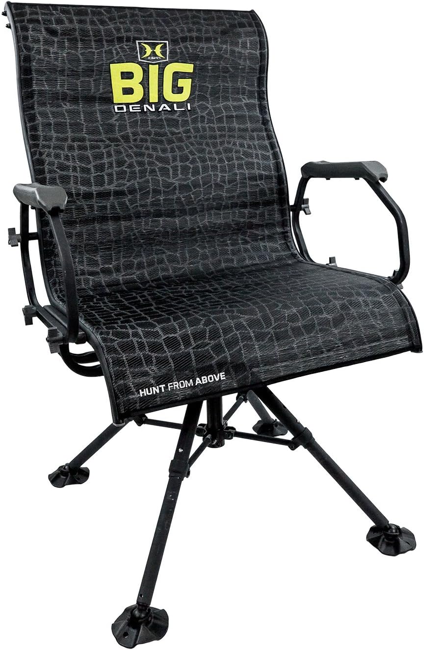 HAWK Big Denali Luxury Blind Chair Extra Large Silent Comfortable Swiveling Portable Chair with 4 Adjustable Legs for Camping, Hunting, Fishing, Backpacking Holds Up To 350 LBS