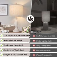TOBUSA 22“ Farmhouse Table Lamps Set of 2, White Rustic Vintage Table Lamps for Living Room Bedroom, Antique Bedside Desk Lamps with Linen Shade, Traditional Resin Nightstand Lamp Sets for End Table - Image 3