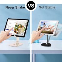 OCYCLONE Phone Stand, Adjustable Height and Angle Foldable Cell Phone Stand Holder for Desk, Taller iPhone Stand Compatible with 4.7"-13" Smartphones iPad Tablet, Beige - Image 5