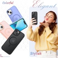for iPhone 14 Case, iPhone 13 Case, with 1 Screen Protector, Matte Magnetic Slim Phone Cover, Support for Magsafe, Shockproof Protection Translucent Frosted Back,Black - Image 6