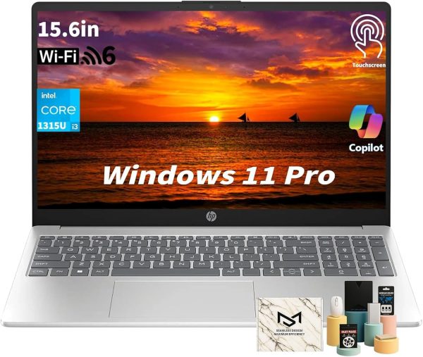 HP Flagship Touchscreen Laptop Computer - 15.6" HD Display, Intel 13th Core i3-1315U CPU, Up to 4.5GHz, Intel UHD Graphics, AI Copilot, Wifi6, Win11 Pro for Business & Student(32GB RAM, 1TB SSD)