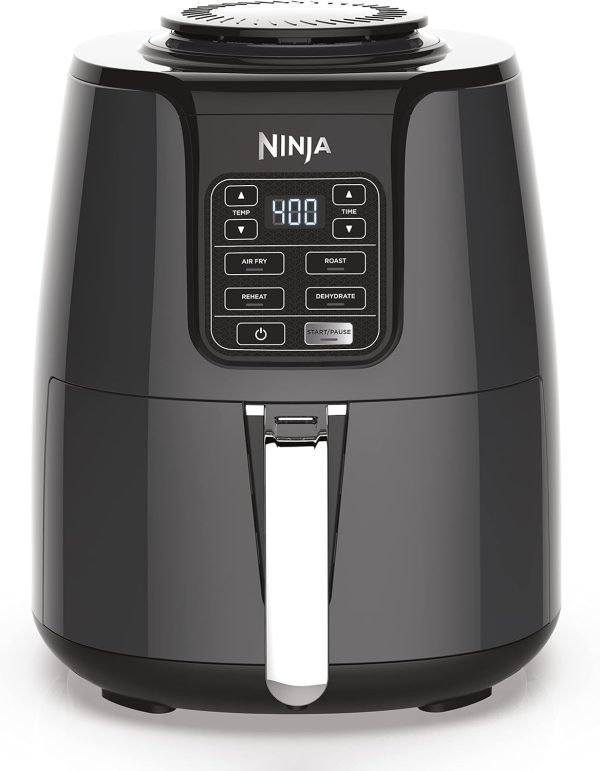 Ninja | Air Fryer | 4 QT Capacity | 4-in1 Roast, Crisp, Roast, Reheats, & Dehydrates | Dishwasher Safe Parts | Includes 20 Easy & Healthy Recipes | Compact | Grey | AF101