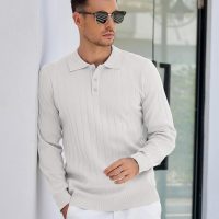 COOFANDY Mens Knit Polo Sweater Long Sleeve Polos Lightweight Casual Dress Pullover Sweaters - Image 2