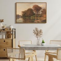 ARPEOTCY Vintage Framed Canvas Wall Art, Living Room Autumn Scenery Pictures Fall Wall Decor, Large Prints Art, Kitchen Landscape Paintings Farmhouse Retro Country Home Decorations, 24x36 Inch - Image 3