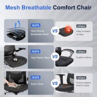 Ergonomic Office Chair，Mesh Seat Cushion with 3D Armrests and 3D Headrest, Adjustable Lumbar Support with Rocking Function, SGS Class 4 Gas Clylinder，Black - Image 5