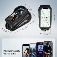 Bike Phone Holder Bag, EVA Waterproof Bicycle Front Frame Bag, Bike Accessories Cycling Pouch with Sensitive TPU Touch-Screen, Bicycle Phone Mount with Rain Cover for Phone under 7" (Sliver, 7 inch) - Image 2
