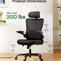Marsail Ergonomic Office Chair: Office Computer Desk Chair with High Back Mesh and Adjustable Lumbar Support Rolling Work Swivel Task Chairs with Wheel 3D Armrests and Headrest - Image 2