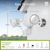 Philips 44W 4200 lm LED Security Light Outdoor w/PIR Motion Sensor, 5000K Daylight Flood Light, Waterproof, Dusk to Dawn, 2 Heads, 4 Modes - Image 6
