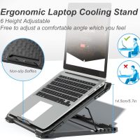 ICE COOREL Laptop Cooling Pad with 6 Cooling Fans, Cooling Pad for Laptop Fan 13-15.6 Inch, Laptop Cooler Stand with 6 Height Adjustable, Notebook Cooler Pad with Two USB Port - Image 3