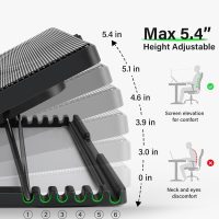 Kootek Laptop Cooling Pad, Laptop Cooler with 5 Quiet Fans for 12"-17" Computer PC Notebook Gaming Laptop Fan, Height Adjustable Laptop Cooling Stand Laptop Accessories, Green - Image 3