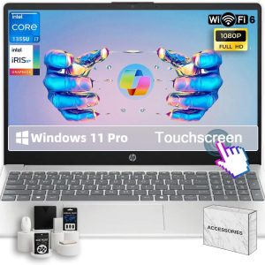 HP Touchscreen Laptop for Business and Students • 15.6" FHD IPS Disaplay • Intel 10-Core i7-1355U • Wi-Fi 6 • AI Noise Removal • Copilot • HD Webcam • w/Accessories • Win 11 Pro • (32 GB RAM, 1TB SSD)