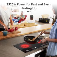 VBGK Electric cooktop,110V 24 inch 2 Burner Electric Cooktop,Built-in and Countertop Stove Top,2200W Stove,9 Power Levels, Kids Lock & Timer,LED touch control,Overheat Protection - Image 4