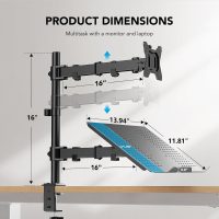 HUANUO Adjustable Monitor Stand, Single Arm Desk Mount for 32 inch Screen and 17 inch Laptop, Heavy Duty Ergonomic Bracket Holds 22lbs - Image 6