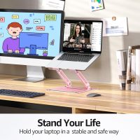 Urmust Laptop Stand for Desk Aluminum Computer Stand Riser Holder for Laptop Compatible with MacBook Air Pro, Dell, HP, Lenovo Samsung, Alienware All Laptops 11-15.6"(Pink) - Image 2