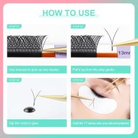 NAGARAKU YY Eyelash Extensions Supplies Y Lash 4D Easy Fan Russian Volume Crisscross YY Eyelashes Handwoven Y Shaped Mesh Wispy Clusters 12 Rows Pre Fanned Eye Lashes Black - 0.07mm D Curl 8-15mm Mix - Image 8