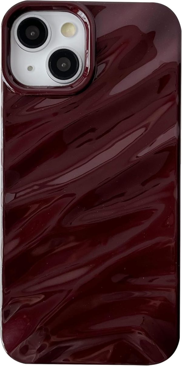 Caseative for iPhone 14 Case,Water Ripple Pattern Curly Wave Shape Soft Phone Case (Wine Red)