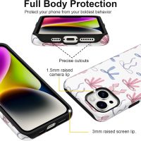 Cute Bow Phone Case for iPhone 13 / iPhone 14 Case 6.1", Aesthetic Coquette Ribbon Bowknot Pattern Print Design 2-in-1 Matte Phone Cover Shockproof Soft TPU Hard PC Protection Girls Women Funda - Image 4