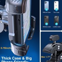 Motorcycle Phone Mount Holder, [150mph Wind Anti-Shake][7.2inch Big Phone Friendly] Bike Phone Holder, Motorcycle Handlebar Cell Phone Clamp, Compatible with iPhone 16 Pro Max, Black - Image 2
