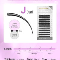NAGARAKU Bottom Eyelash Extensions Individual Lashes Classic Single Matte Black Soft Natural Faux Mink False Lashes 12 rows (0.10mm J curl 5-8mm Mix Tray) - Image 3