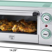 GreenLife Countertop Toaster Oven Air Fryer Stainless Steel, Healthy Ceramic Nonstick, PFAS and PFOA-Free, Tray & Basket, Bake, Broil, Reheat, Adjustable Temp & Time Control, Auto Shutoff, Turquoise - Image 10